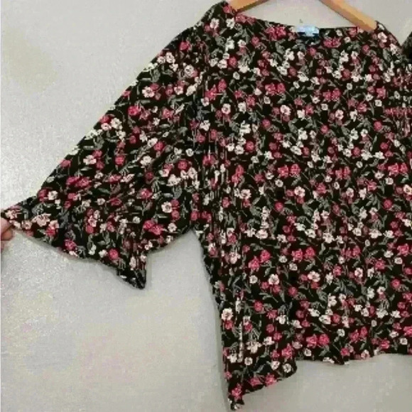 Draper James RSVP Floral Popover Crop Top 2X - Cottagecore, Rayon, Short Sleeve - Picture 4 of 5
